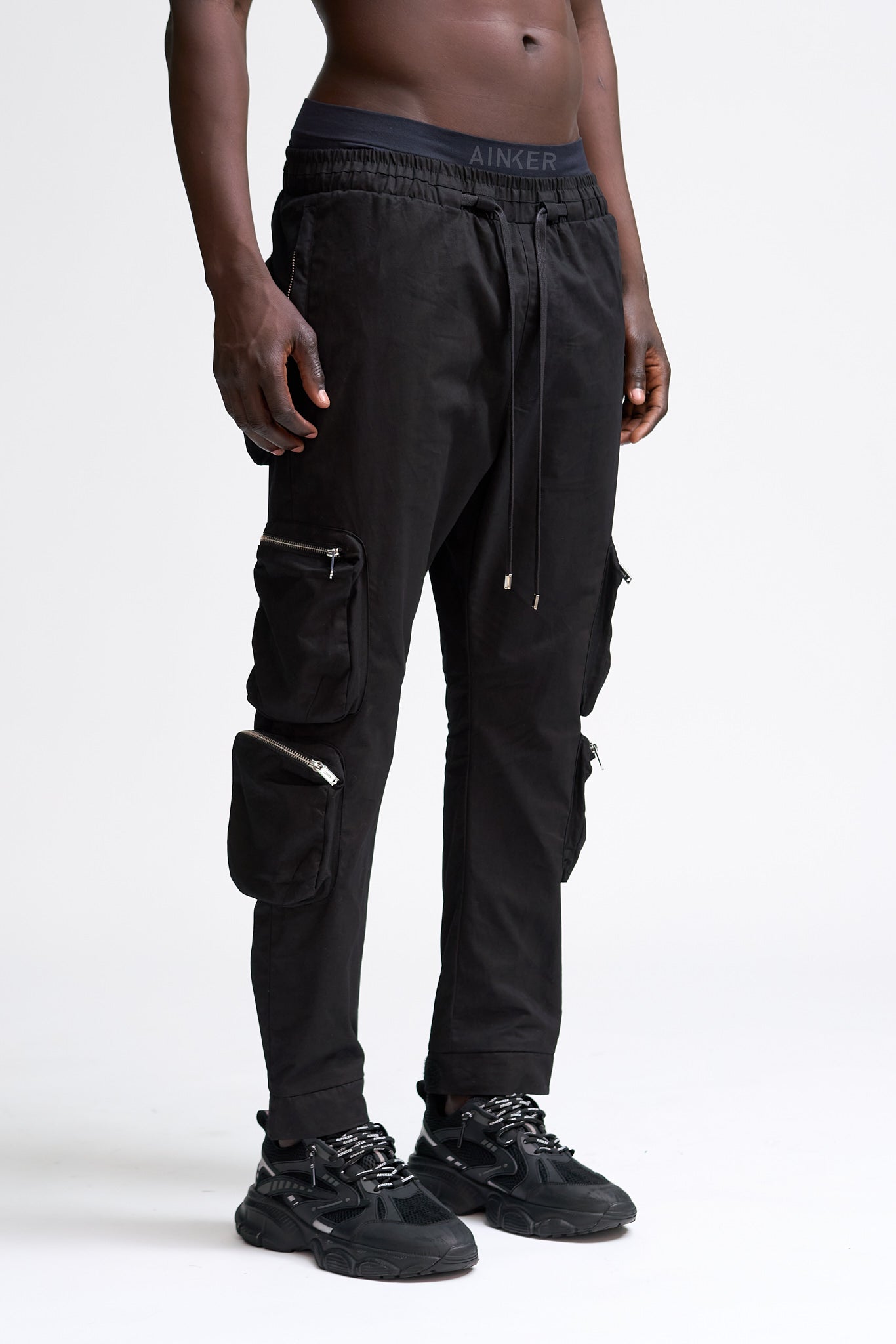 Black Cargo Cotton Jogger