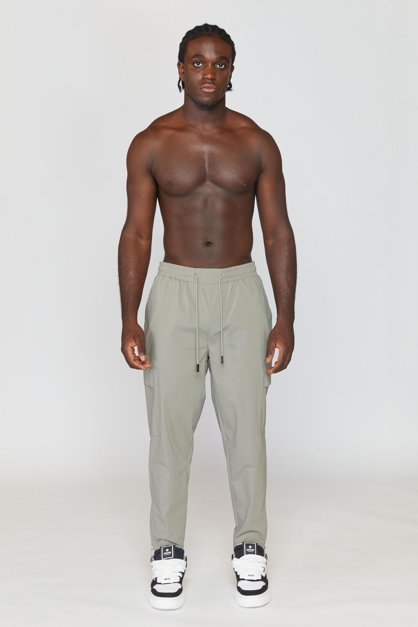 GRAY STRAIGHT ZIPPER PANTS