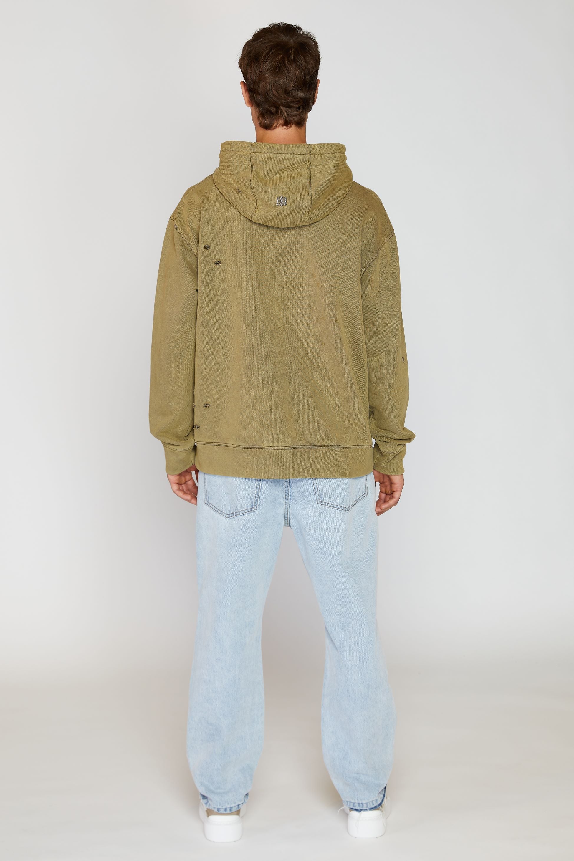 AINKER GREEN WASH  CUT HOODIE