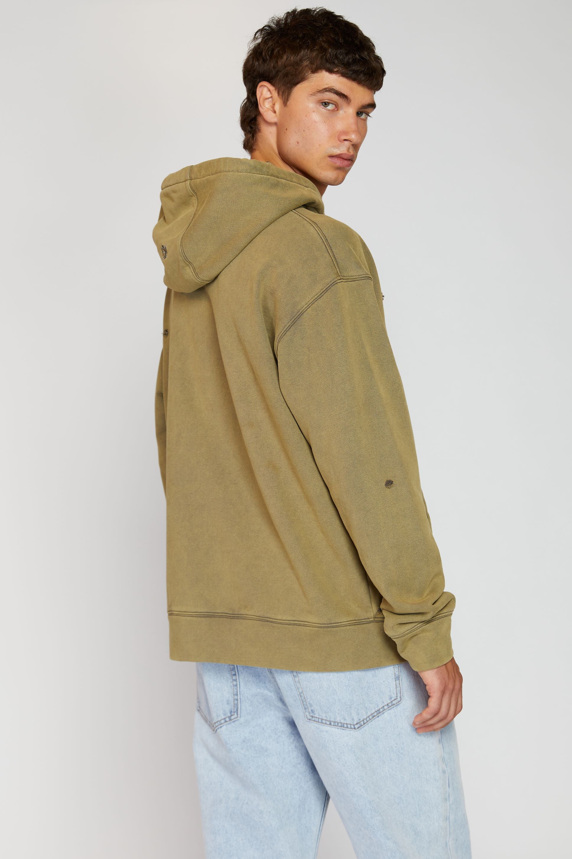 AINKER GREEN WASH  CUT HOODIE