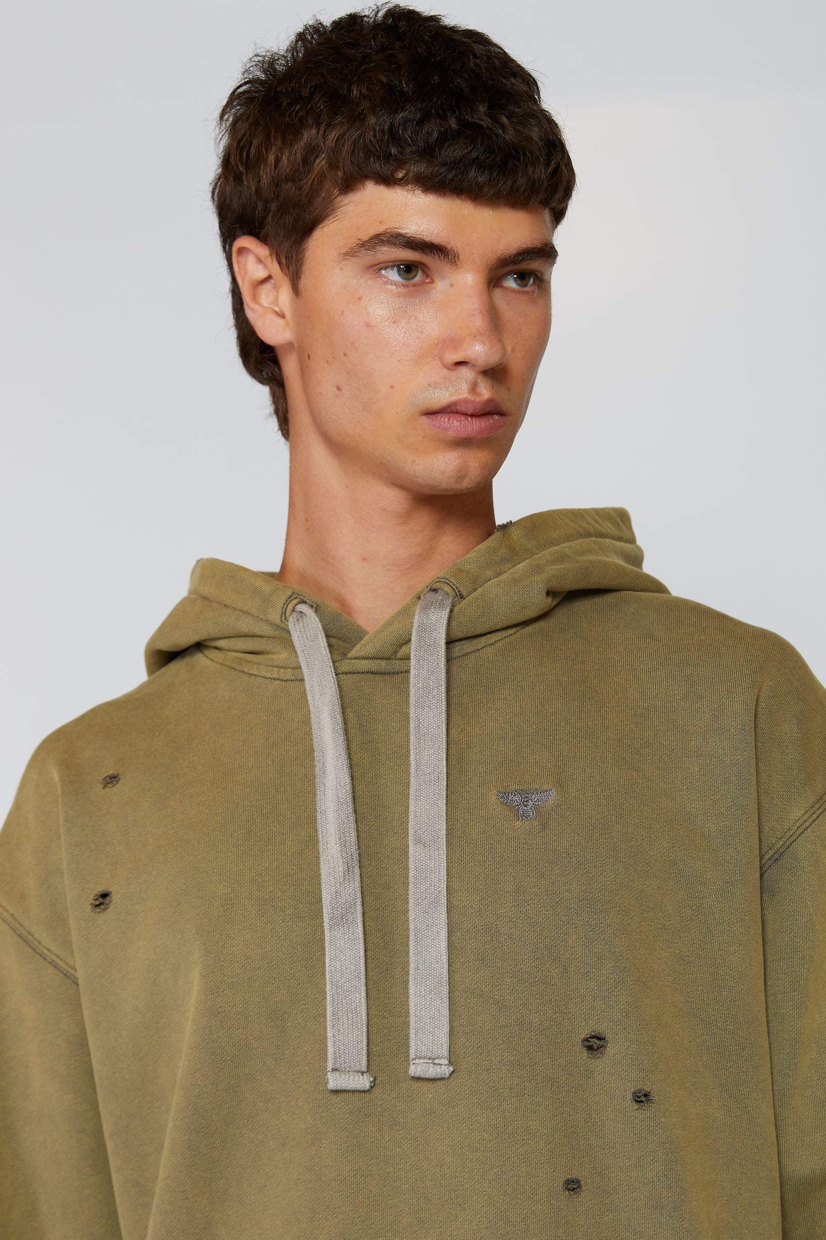 AINKER GREEN WASH  CUT HOODIE