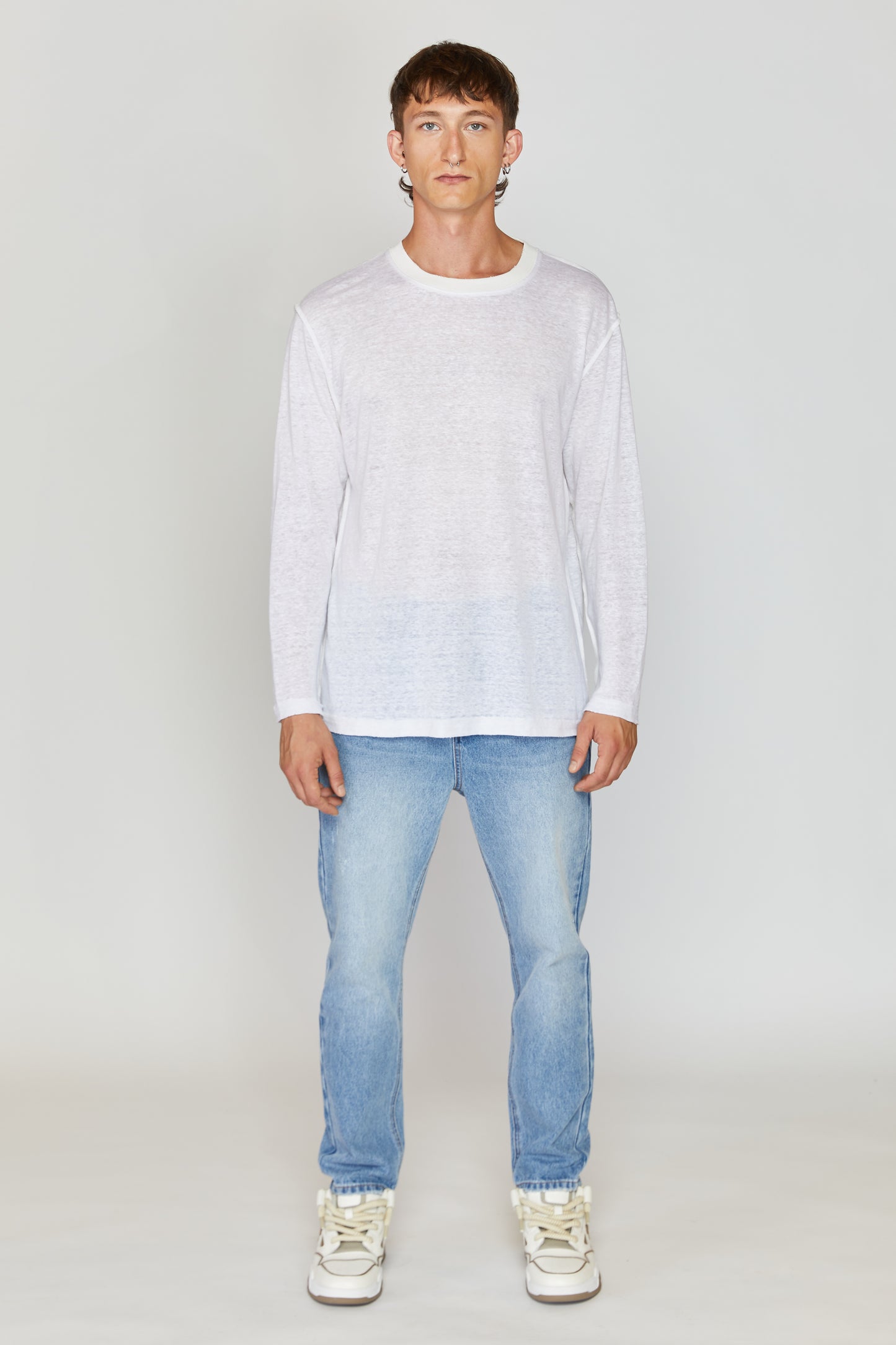 White Linen Long T-SHIRT