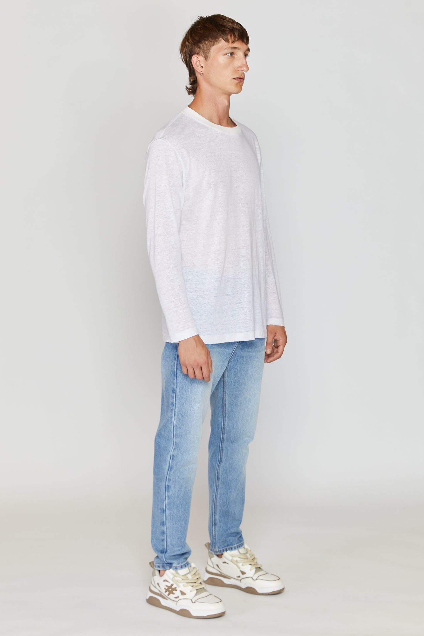 White Linen Long T-SHIRT