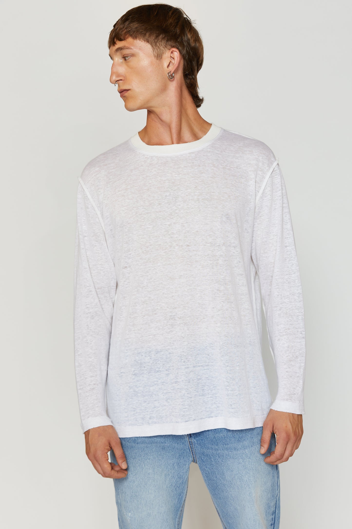 White Linen Long T-SHIRT