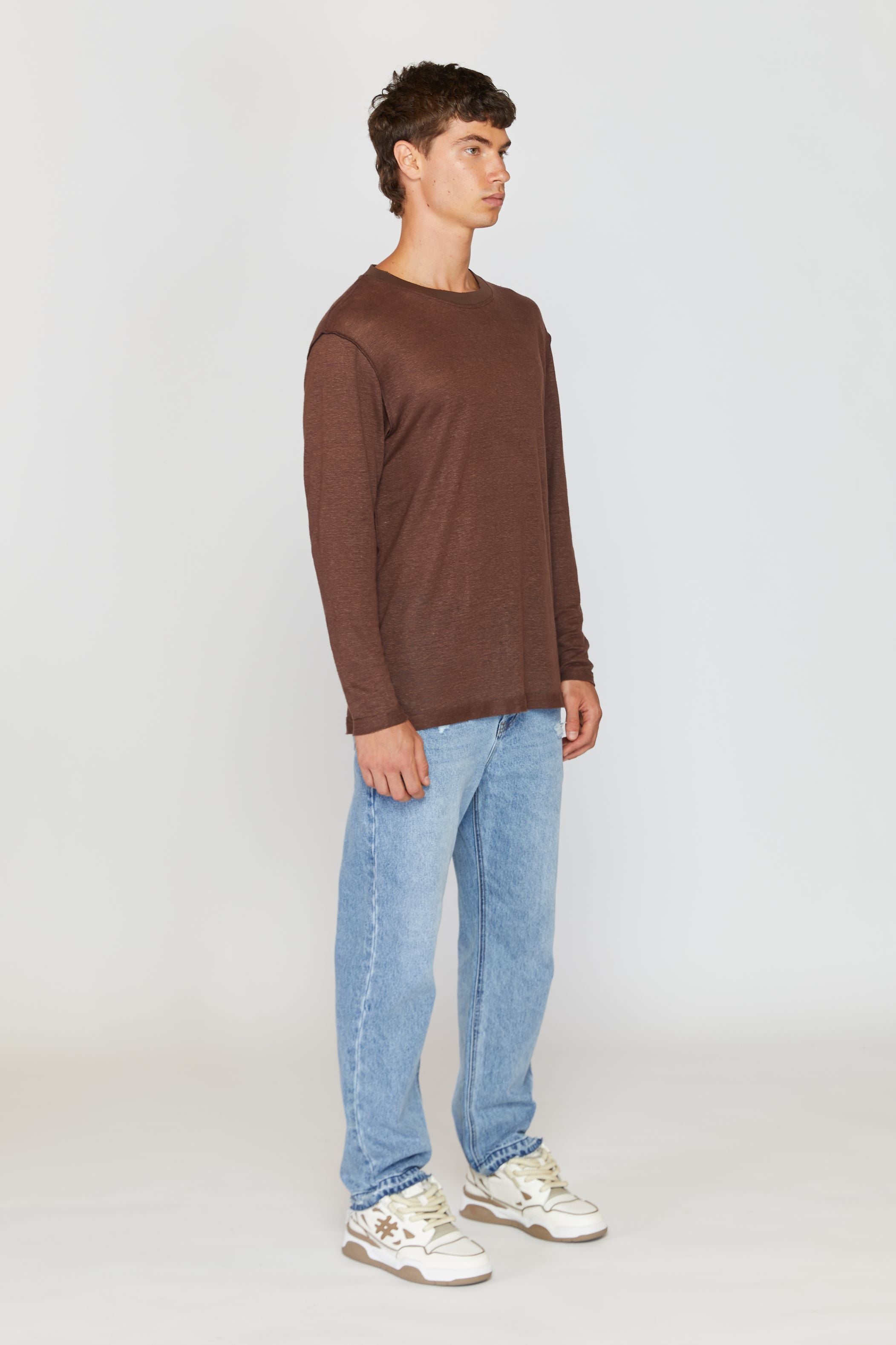 Mocha Linen Long T-SHIRT