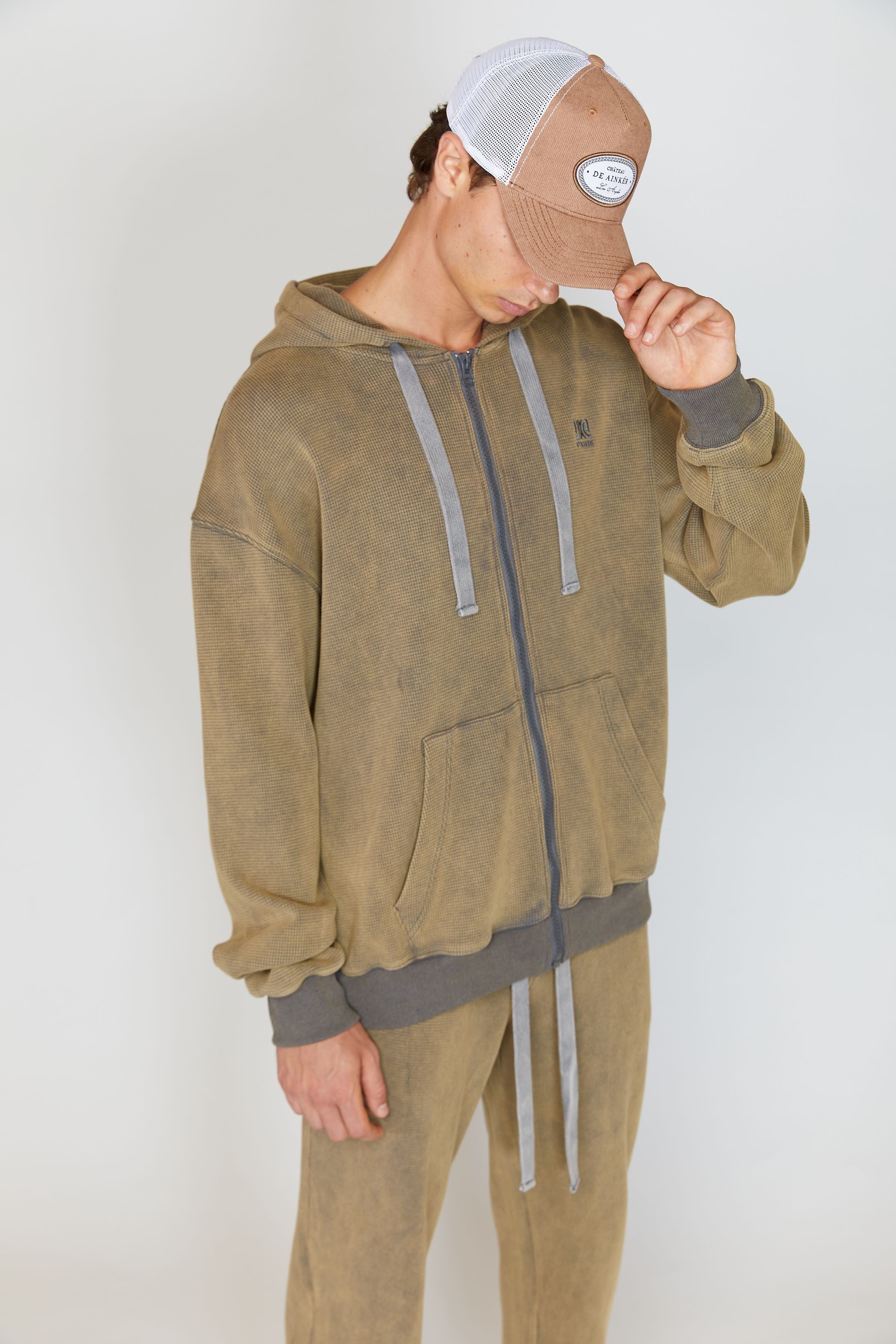 AINKER WASH BROWN HOODIE