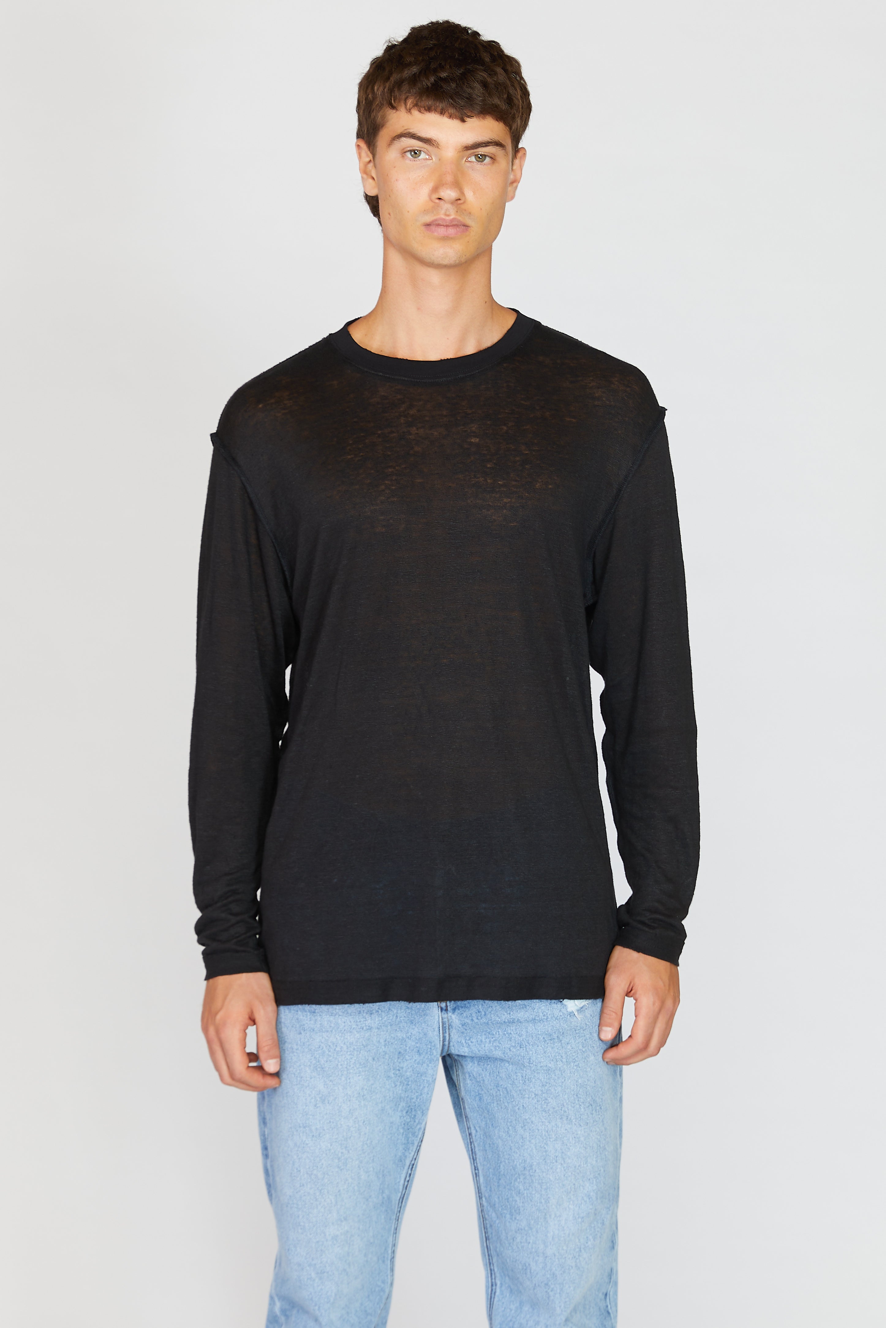 Black Linen Long T-SHIRT