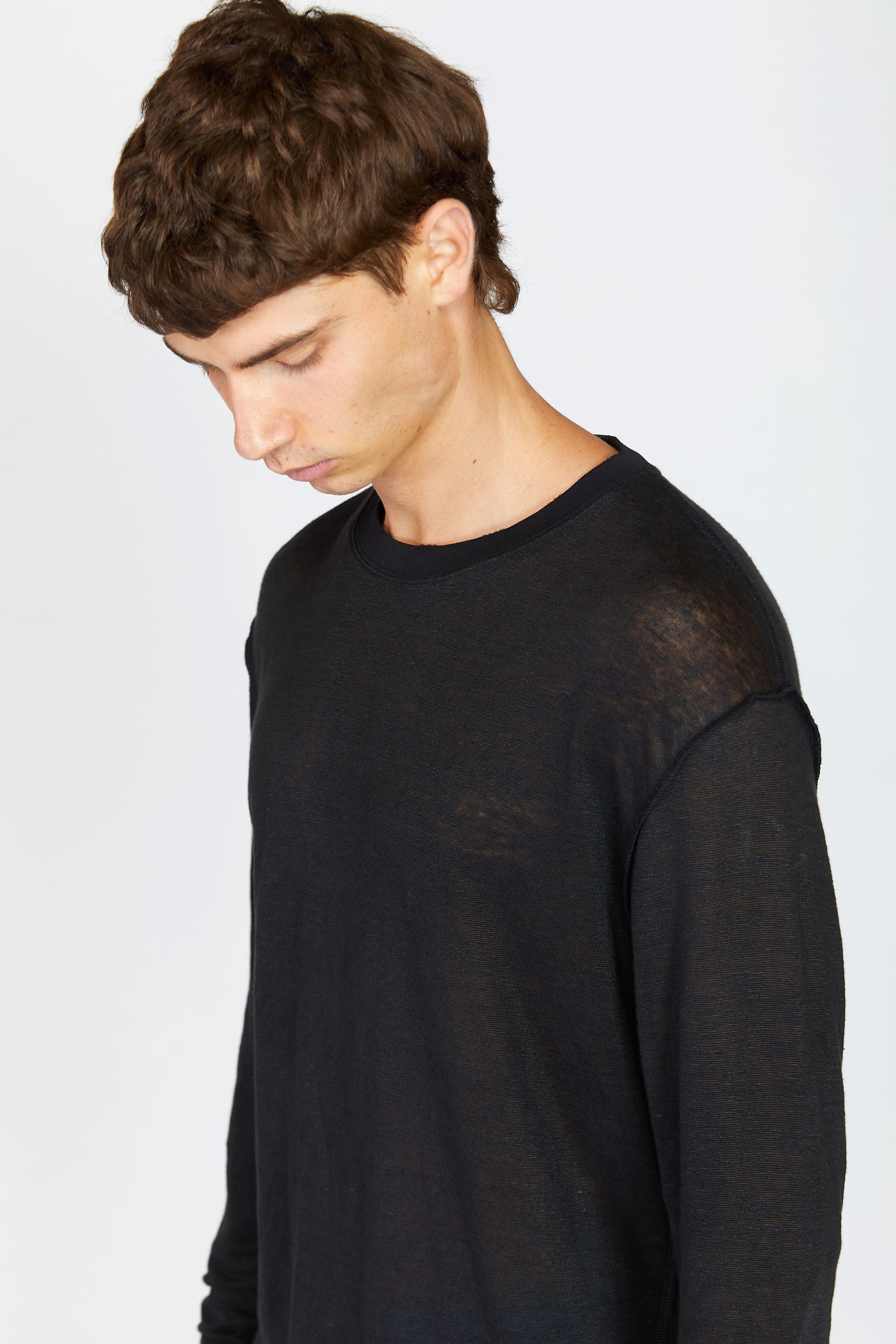 Black Linen Long T-SHIRT