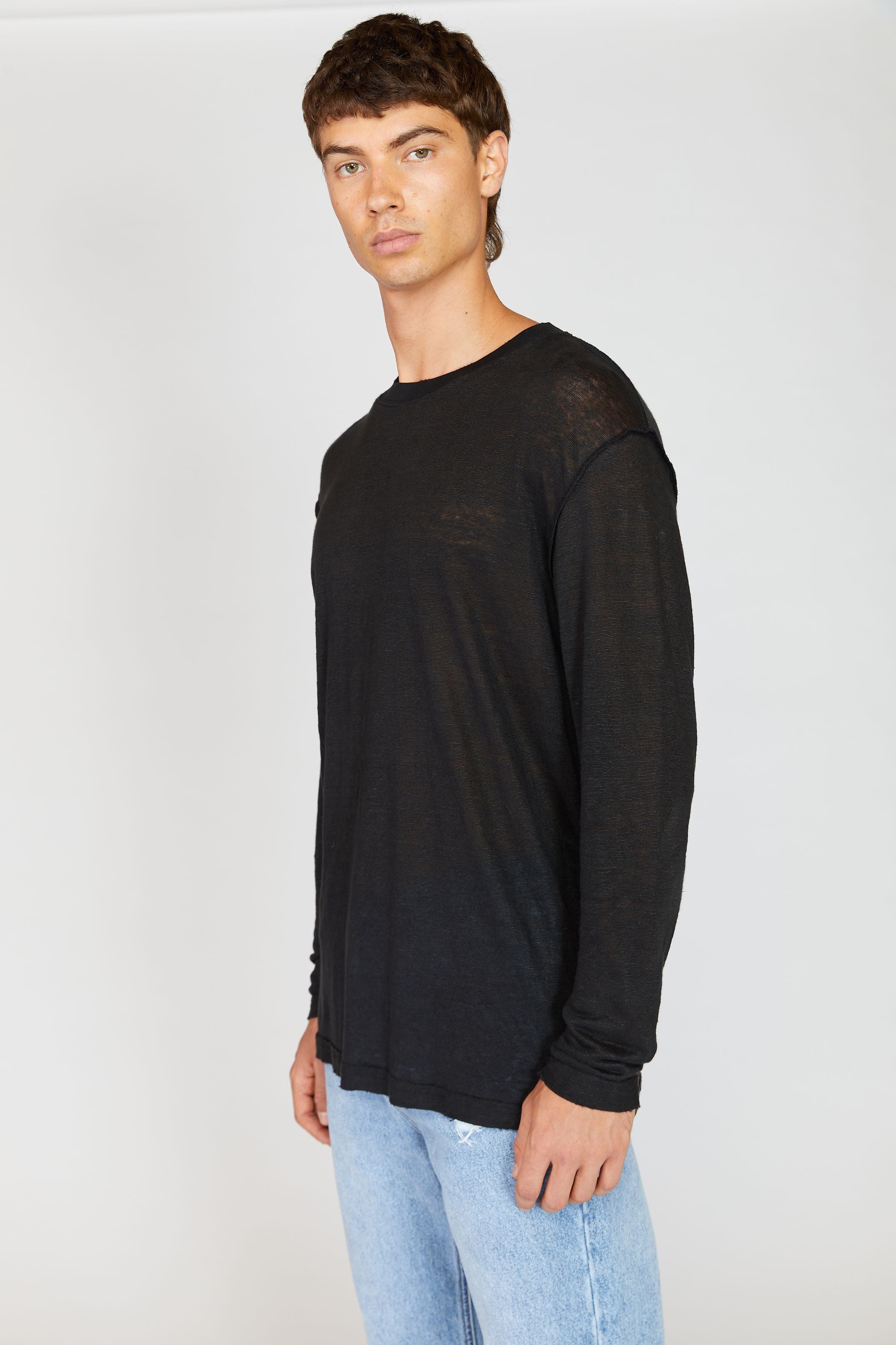 Black Linen Long T-SHIRT