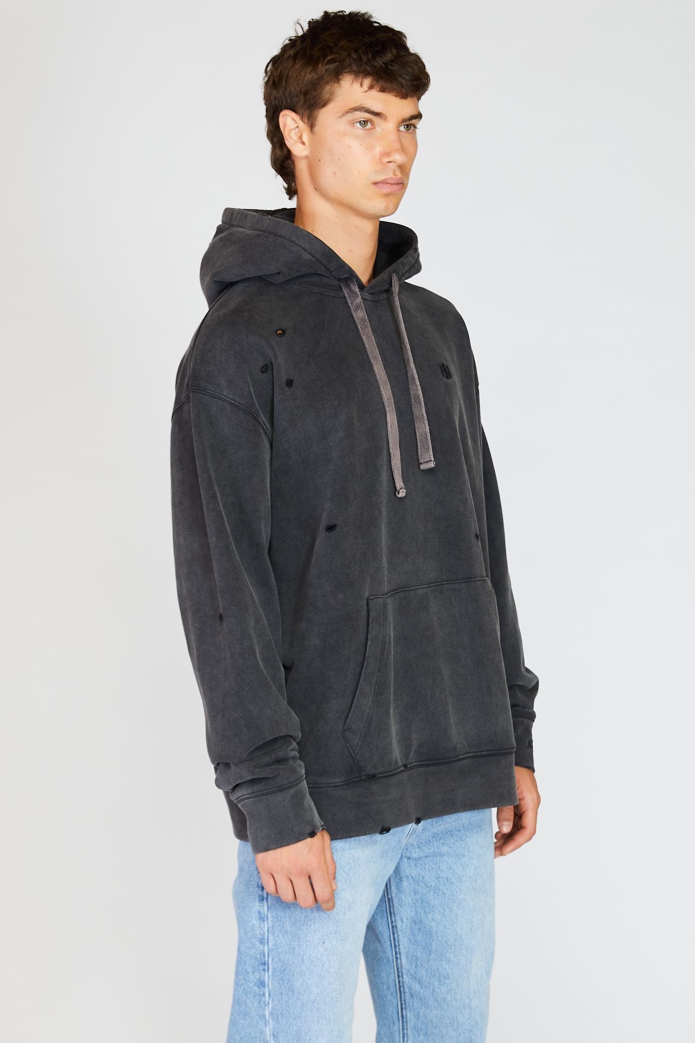 AINKER GRAY WASH  CUT HOODIE