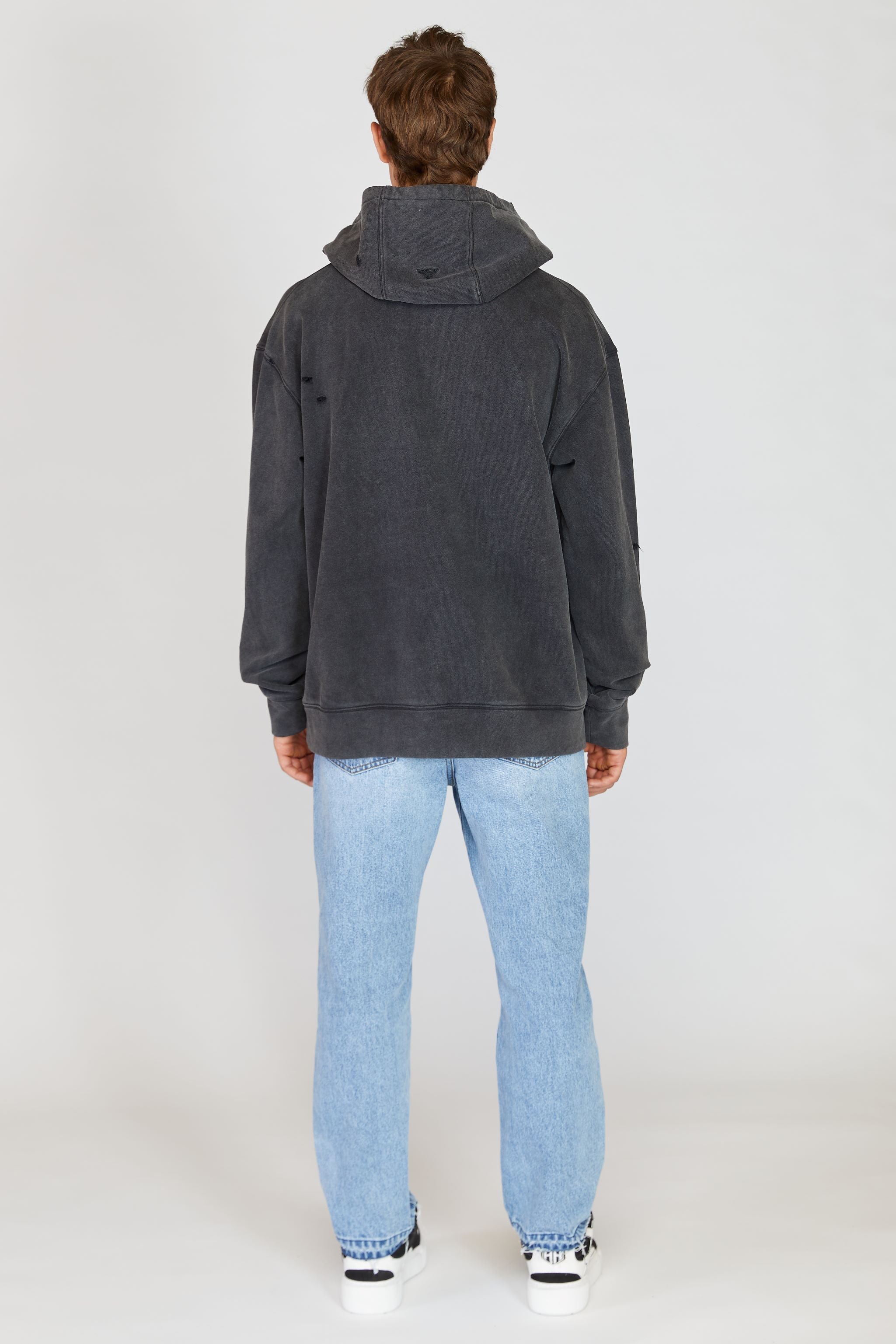 AINKER GRAY WASH  CUT HOODIE