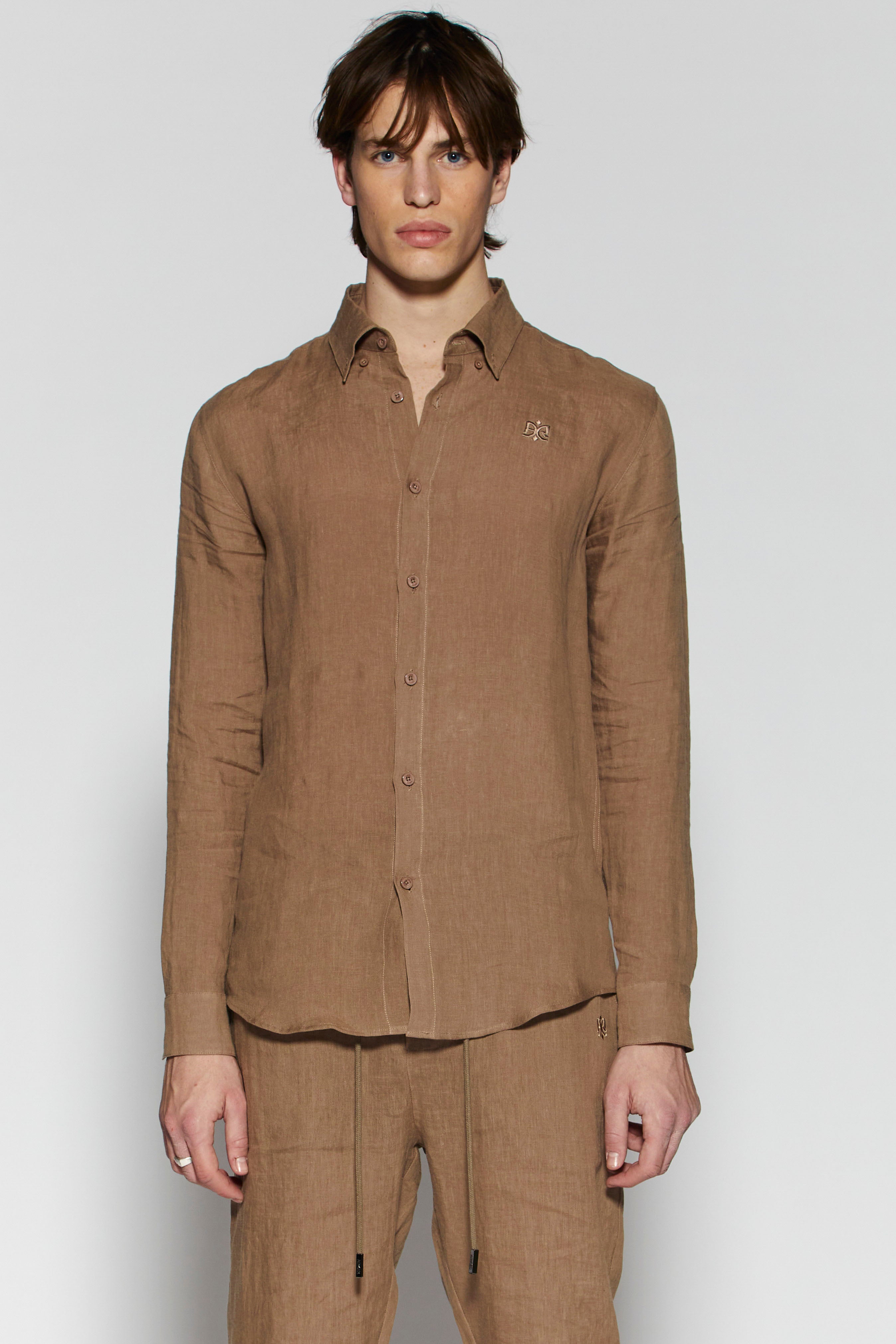 Linen Mocha 402 Button Shirt