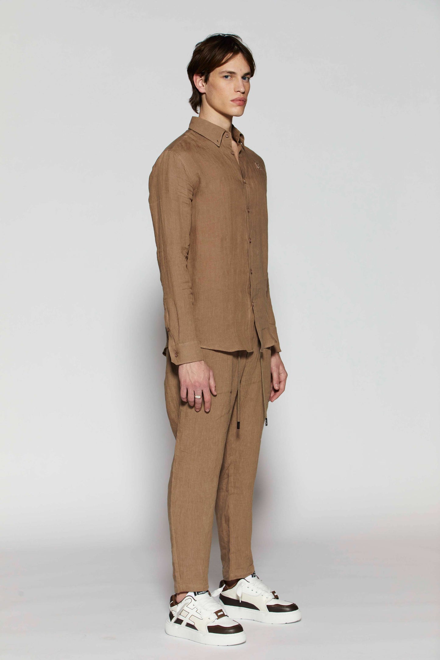 Linen Mocha 402 Button Shirt