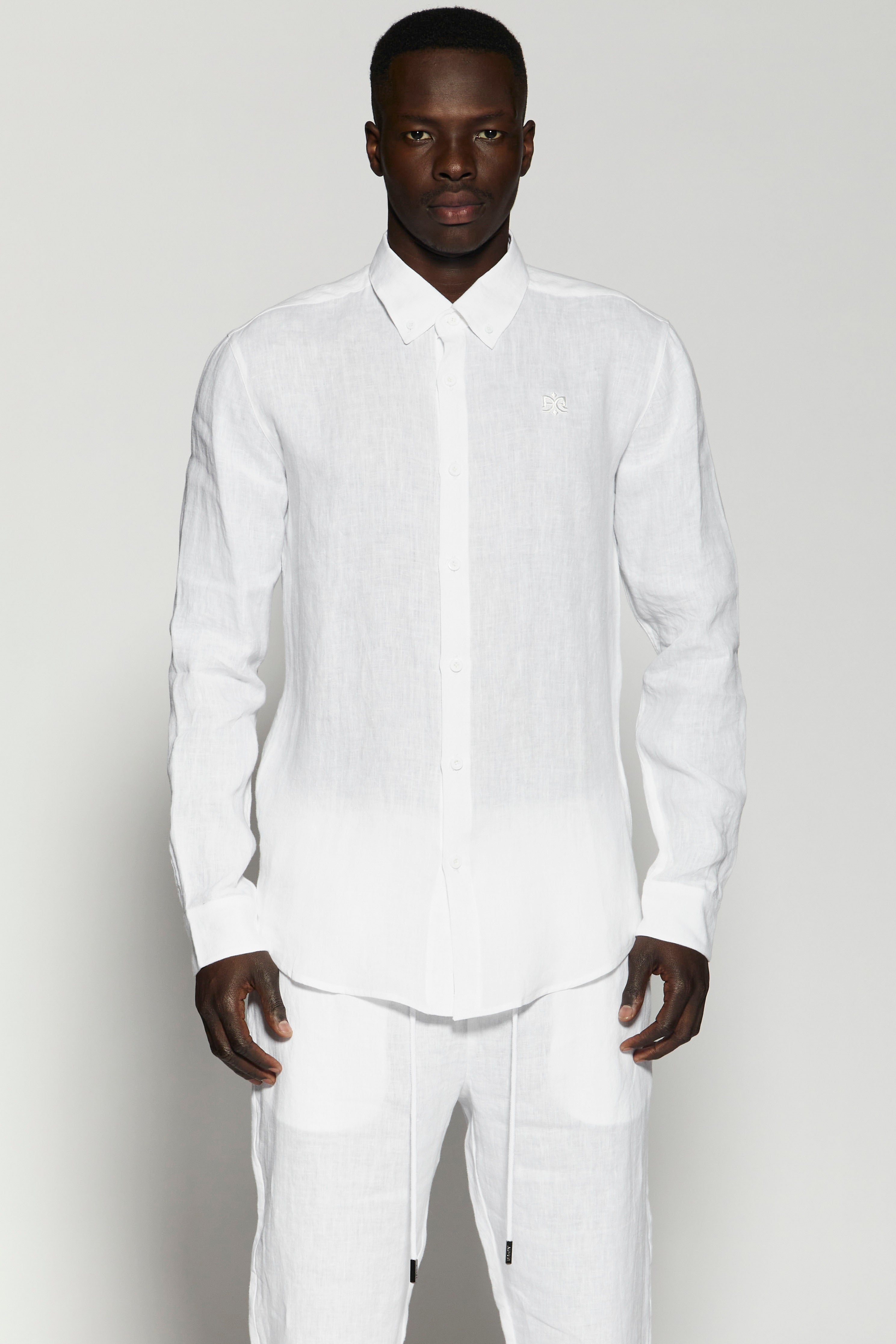 Linen White 402 Button Shirt