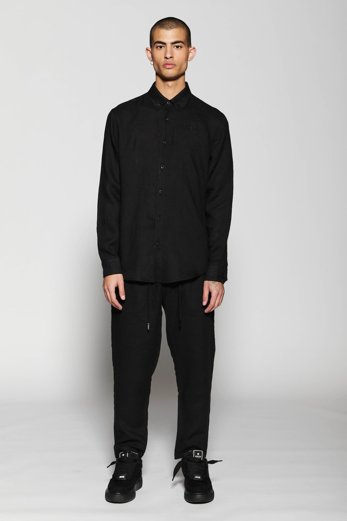 Linen Black 402 Button Shirt