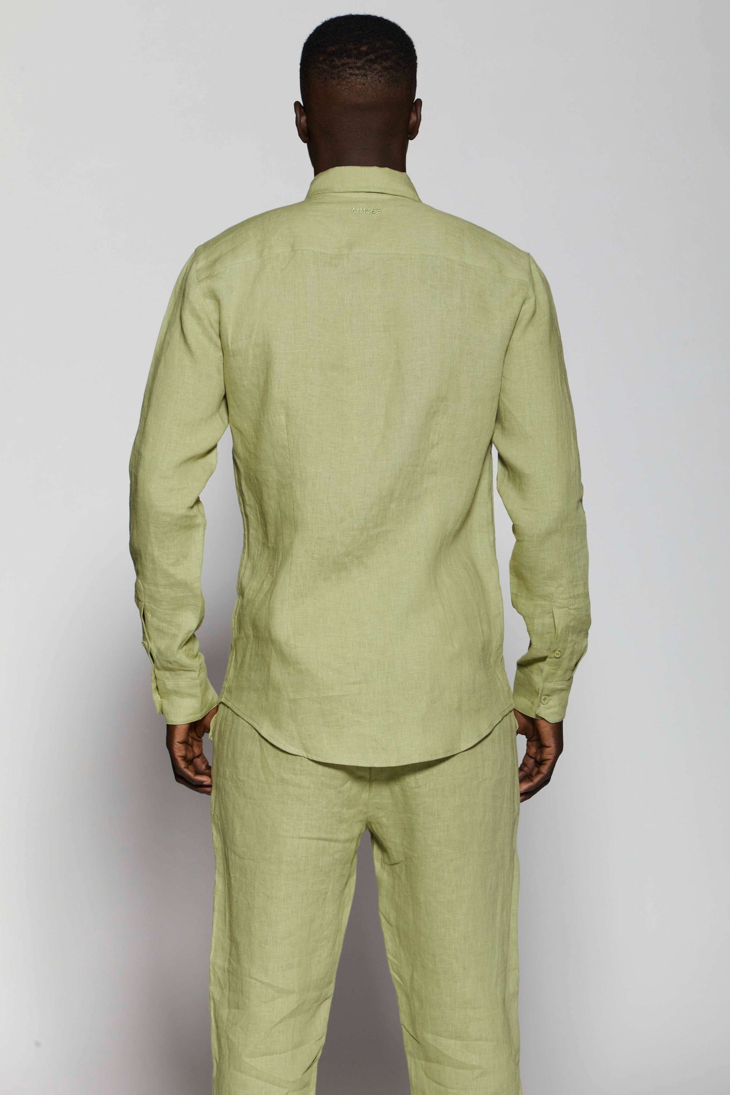 Linen Green 402 Button Shirt