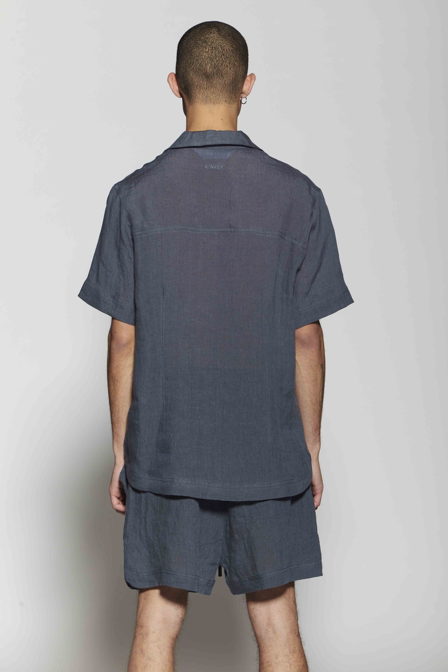 Linen Short Gray Button Shirt