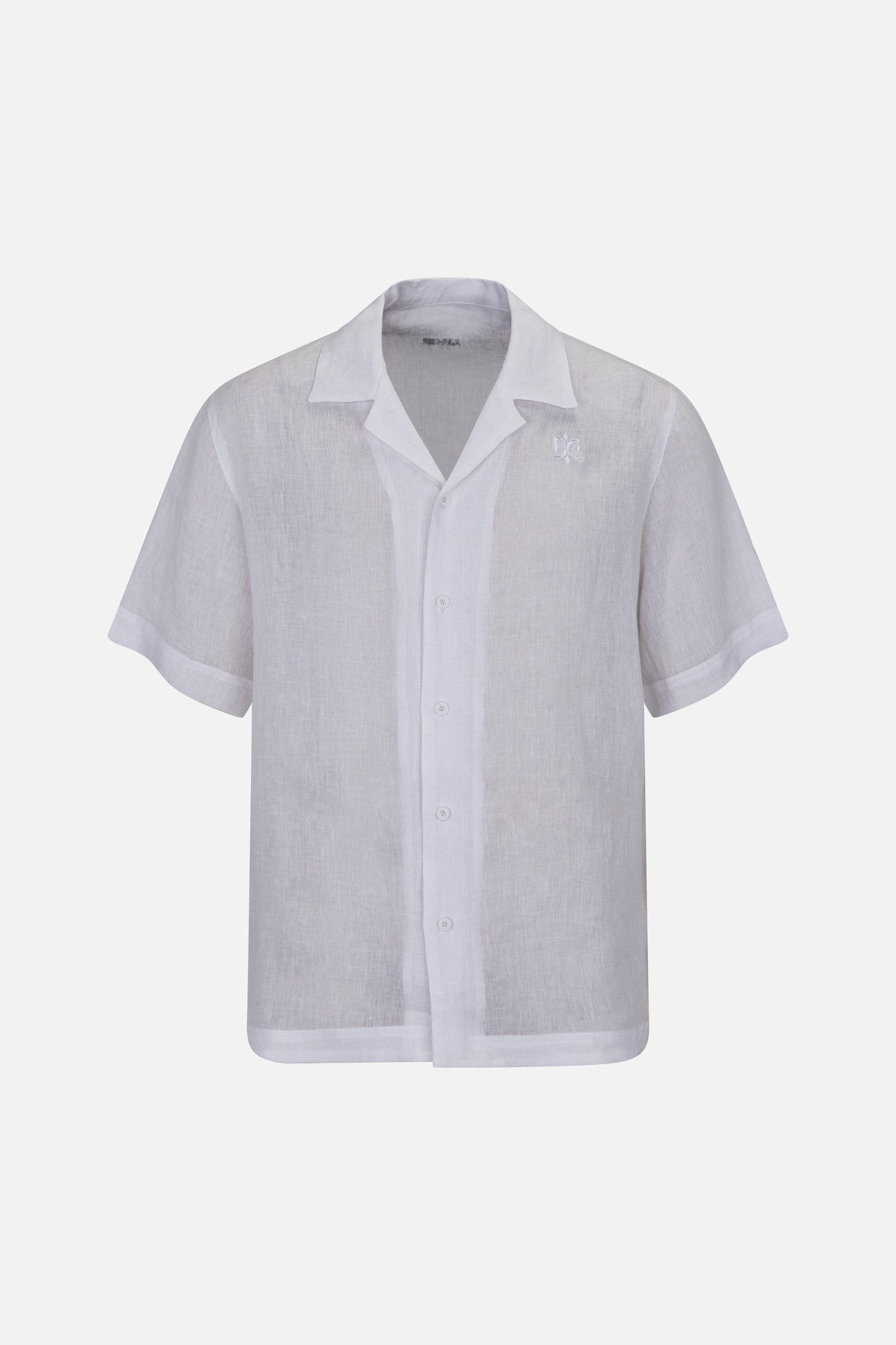 Linen Short White Button Shirt
