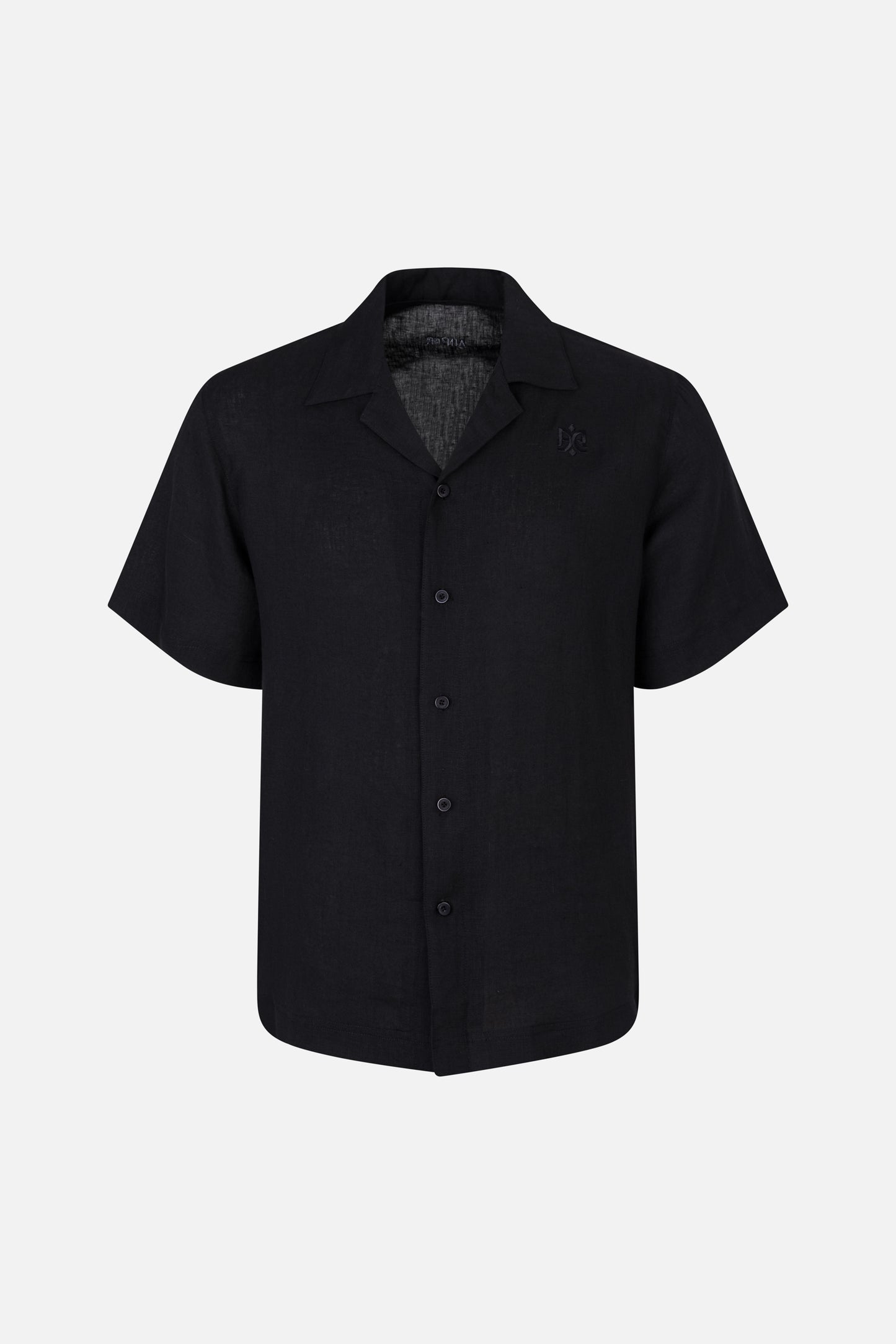 Linen Short Black Button Shirt