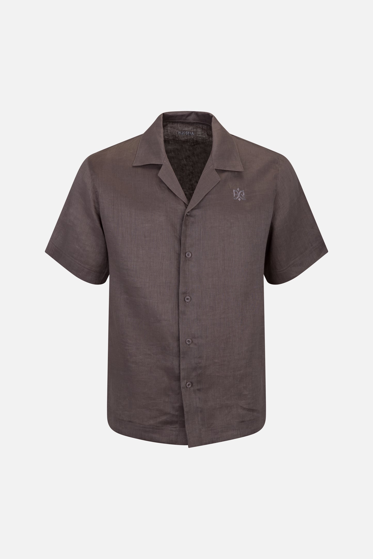 Linen Short Mocha Button Shirt