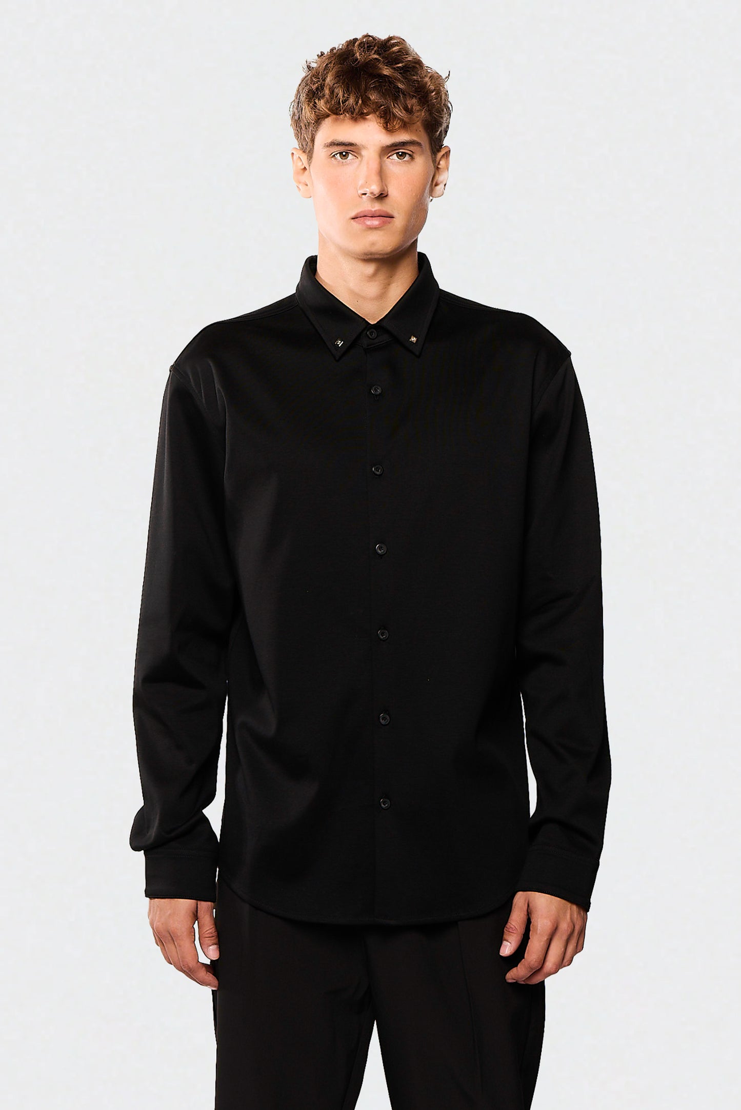 Black Mercerize 642 Button Shirt
