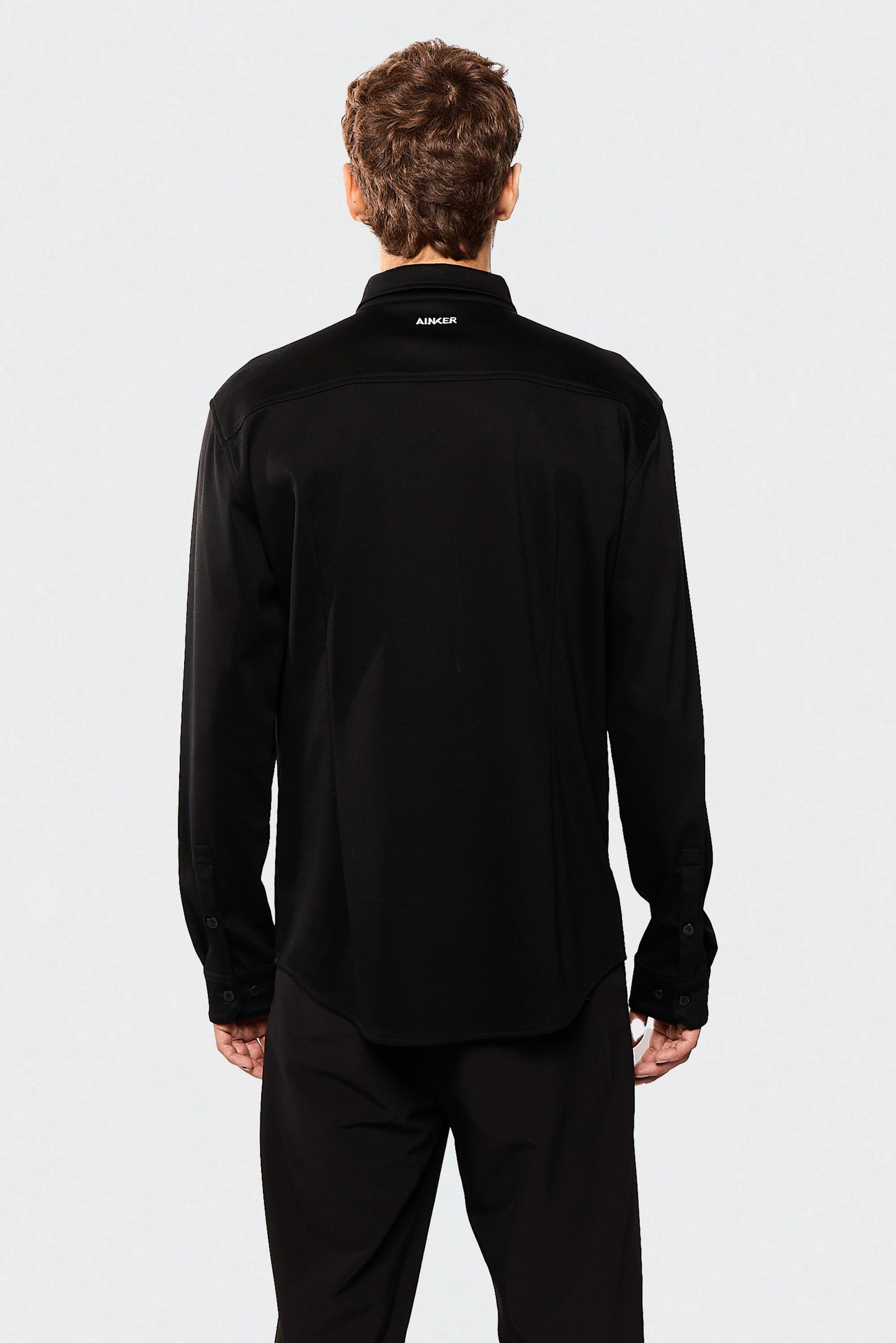 Black Mercerize 642 Button Shirt
