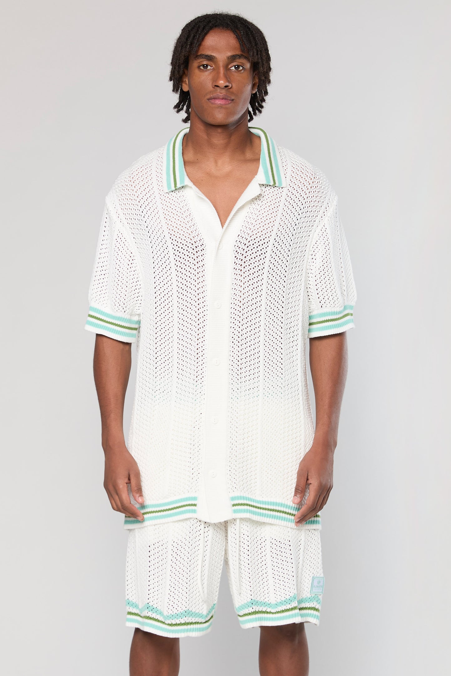 802 White Knit Button Shirt