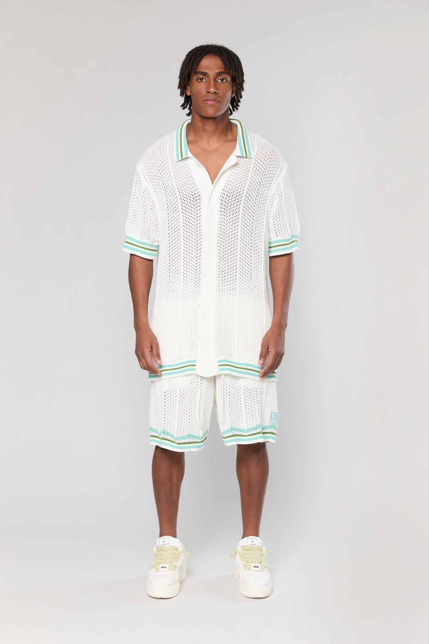 802 White Knit Button Shirt