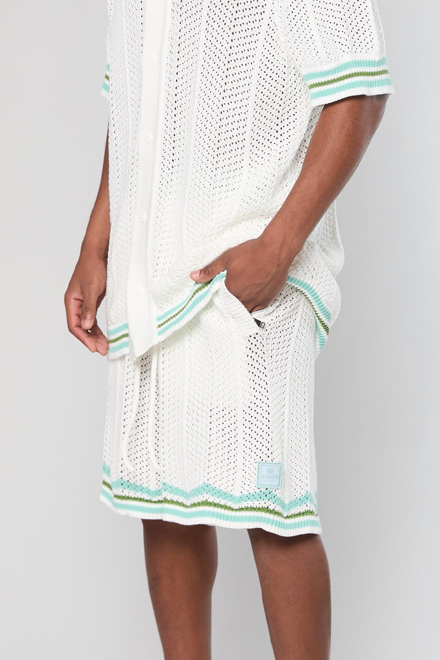 802 White Knit Button Shirt