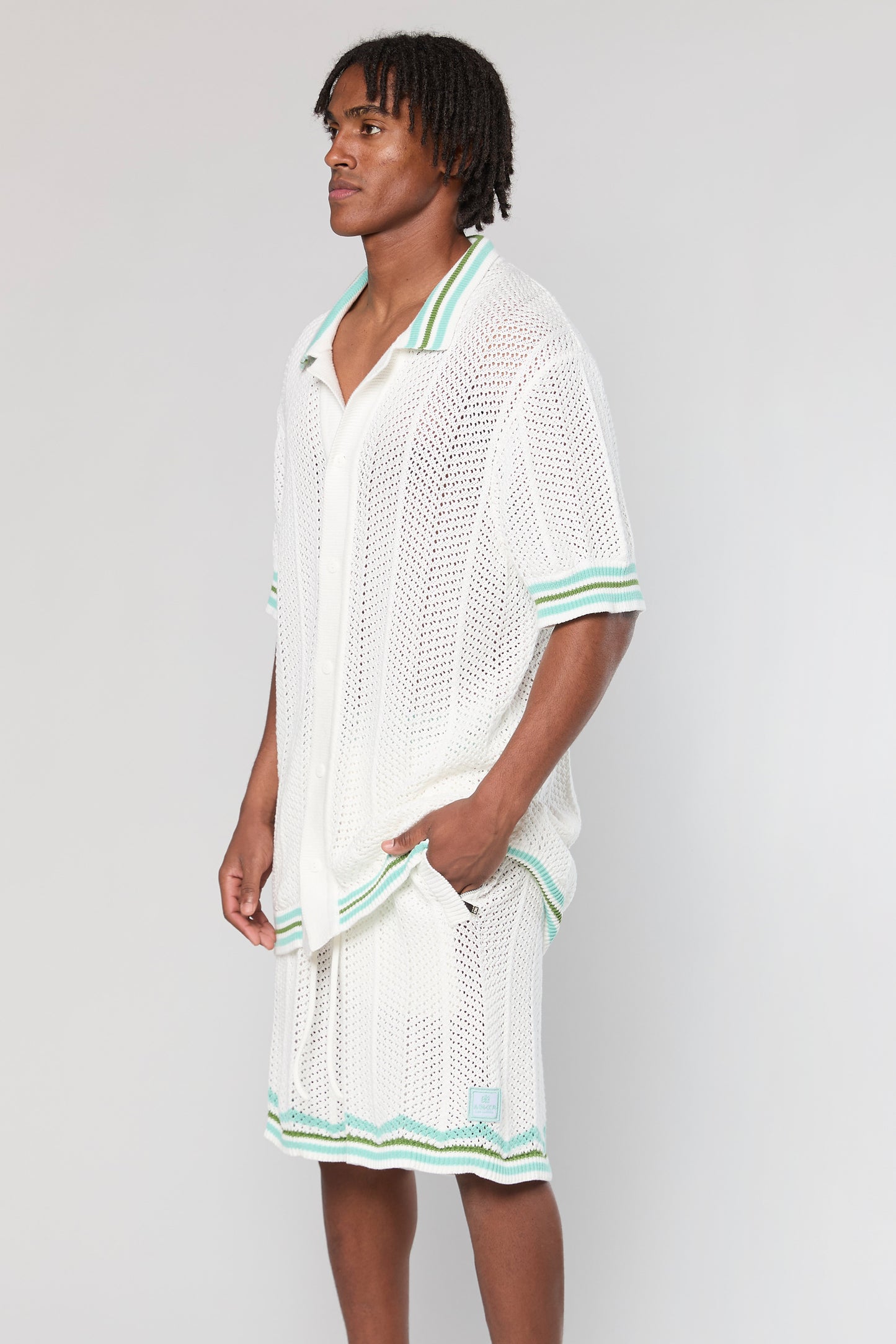 802 White Knit Button Shirt