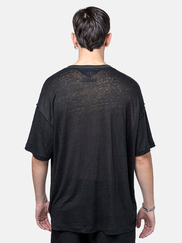 Black Oversize Linen T-SHIRT