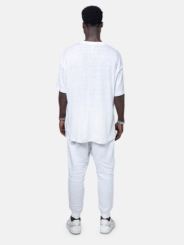White Oversize Linen T-SHIRT