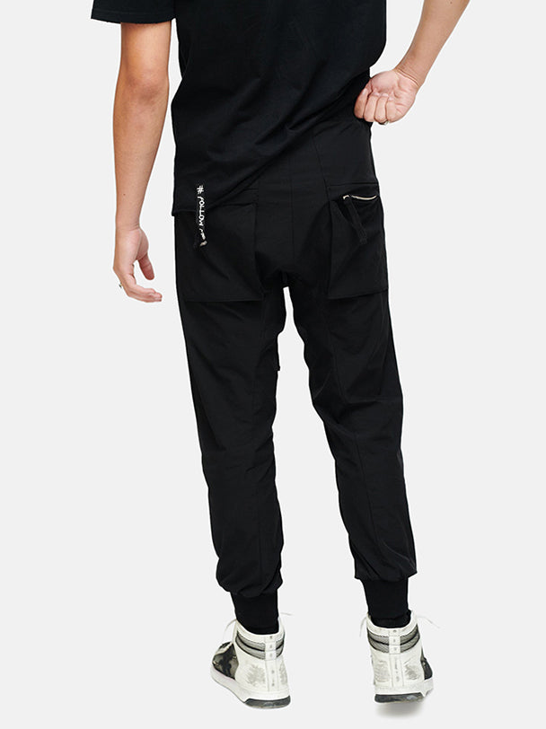 Black Nylon Long Pants