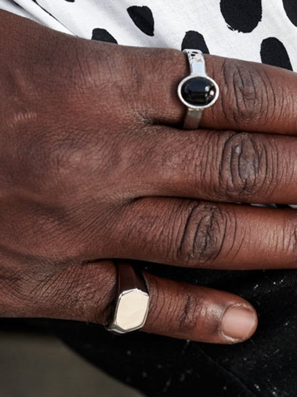 טבעת לגבר קאדו כסף/שחור