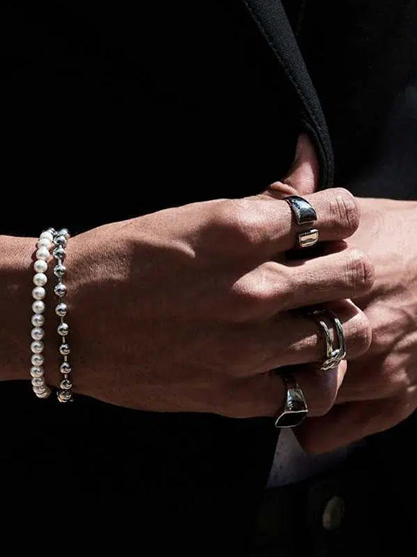 Piero Silver X White Bracelet